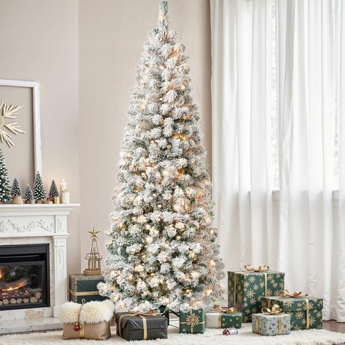 7ft snow flocked pencil - snow,