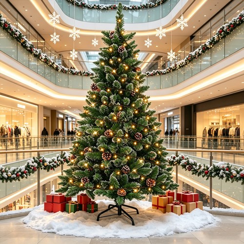 Snow covered christmas tree - snow,