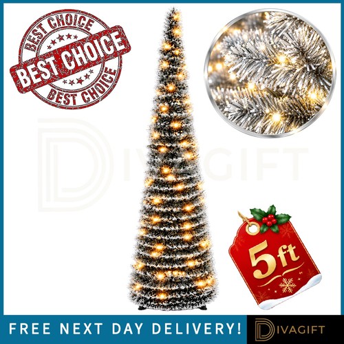 5ft pre lit silver christmas - 5ft,
