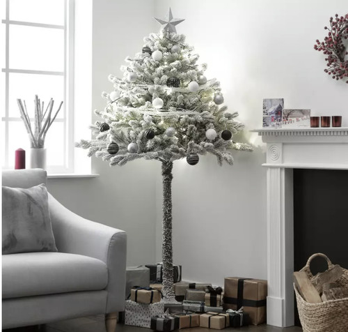Snowy half christmas tree - snowy,